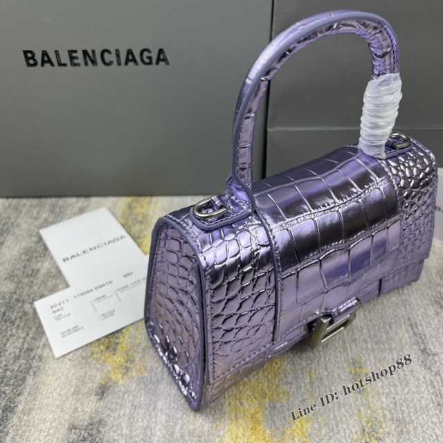 Balenciaga專櫃爆款新色xs號鱷魚紋Hourglass沙漏包 巴黎世家頂級原單手提肩背包 款號：8896 fyj1240